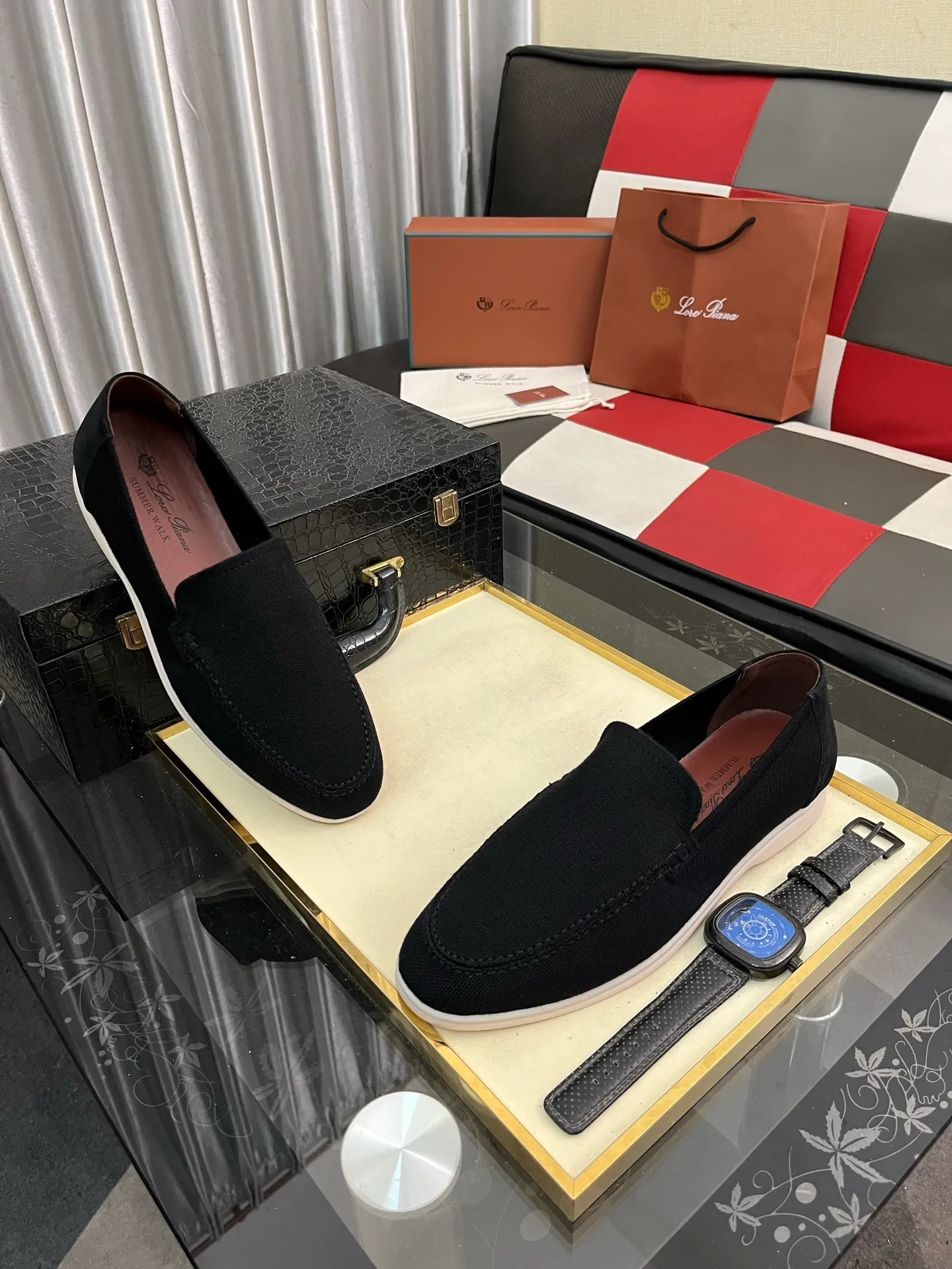 Men's men's shoes💰420⌚️⌚️Loro*Piana pure original 2025 soft and comfortable LP deerskin flat-soled casual star's same style slip-on Loaf men's shoes, size: 38-446️⃣colors available